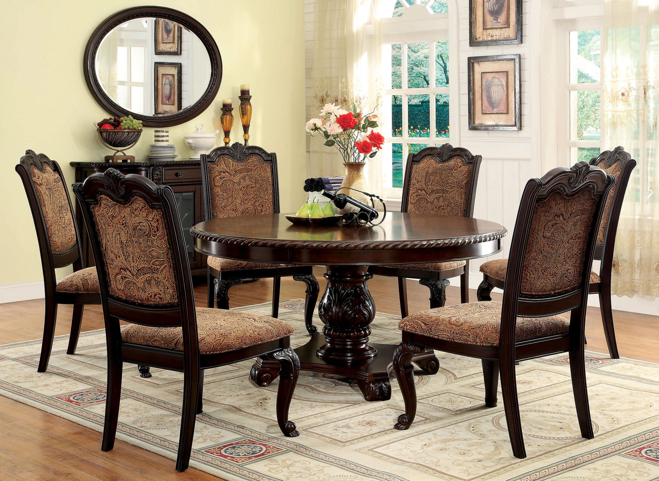 60" Bellagio Brown Cherry Round Dining Table Set Questions & Answers