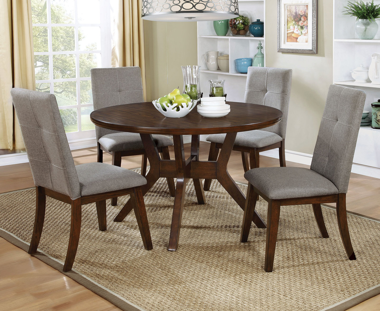 Furniture of America Walnut Round Table w/ Chairs Questions & Answers