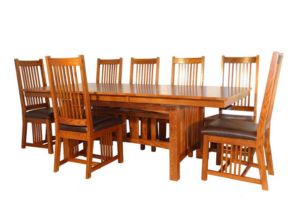 When will this be back in stock, we are interested in table and eight chairs (solid wood, no leather seats). Thanks