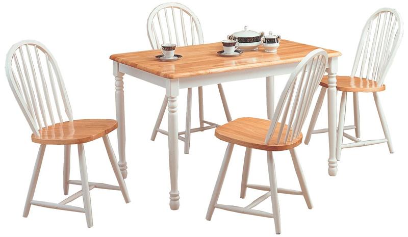 48" Natural White Butcher Block Table w/4 Spindle Chairs Questions & Answers