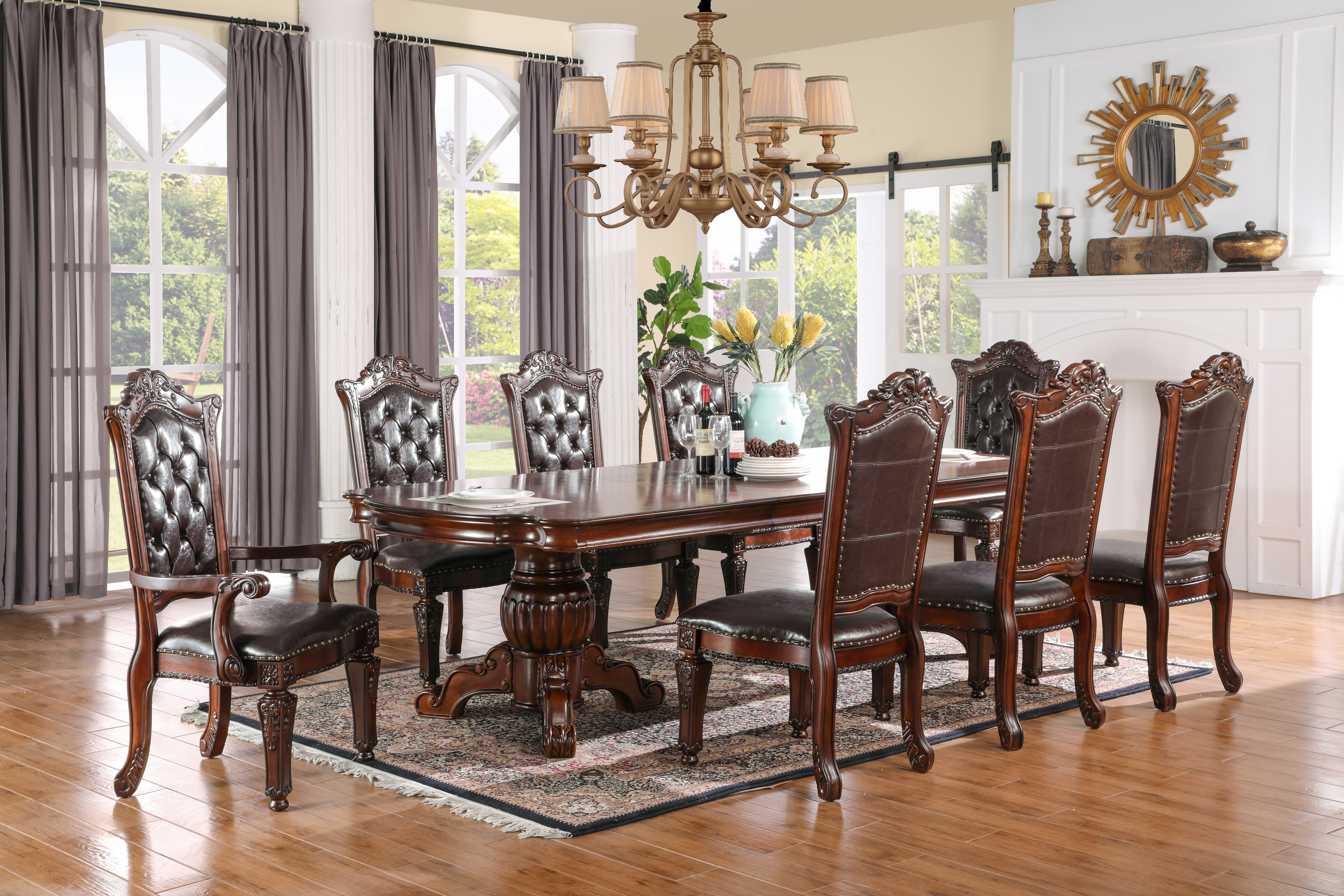 Marbella 95" Antique Brown Cherry 7 PC Dining Set Questions & Answers