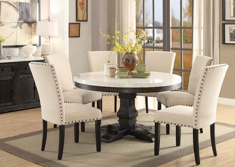 54" Nolan Round White Marble Top Dining Set Questions & Answers