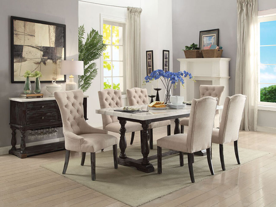 Luca White Marble Top Dining Set Questions & Answers