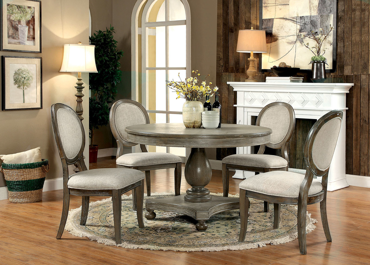 Kathryn 5Pc Rustic Oak Round Dining Set Questions & Answers