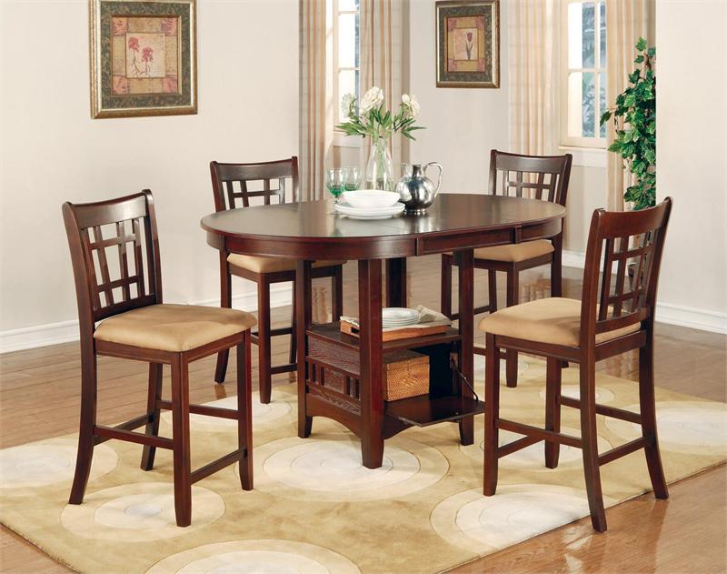 60" Merick Oval Warm Brown Storage Counter Table Set Questions & Answers