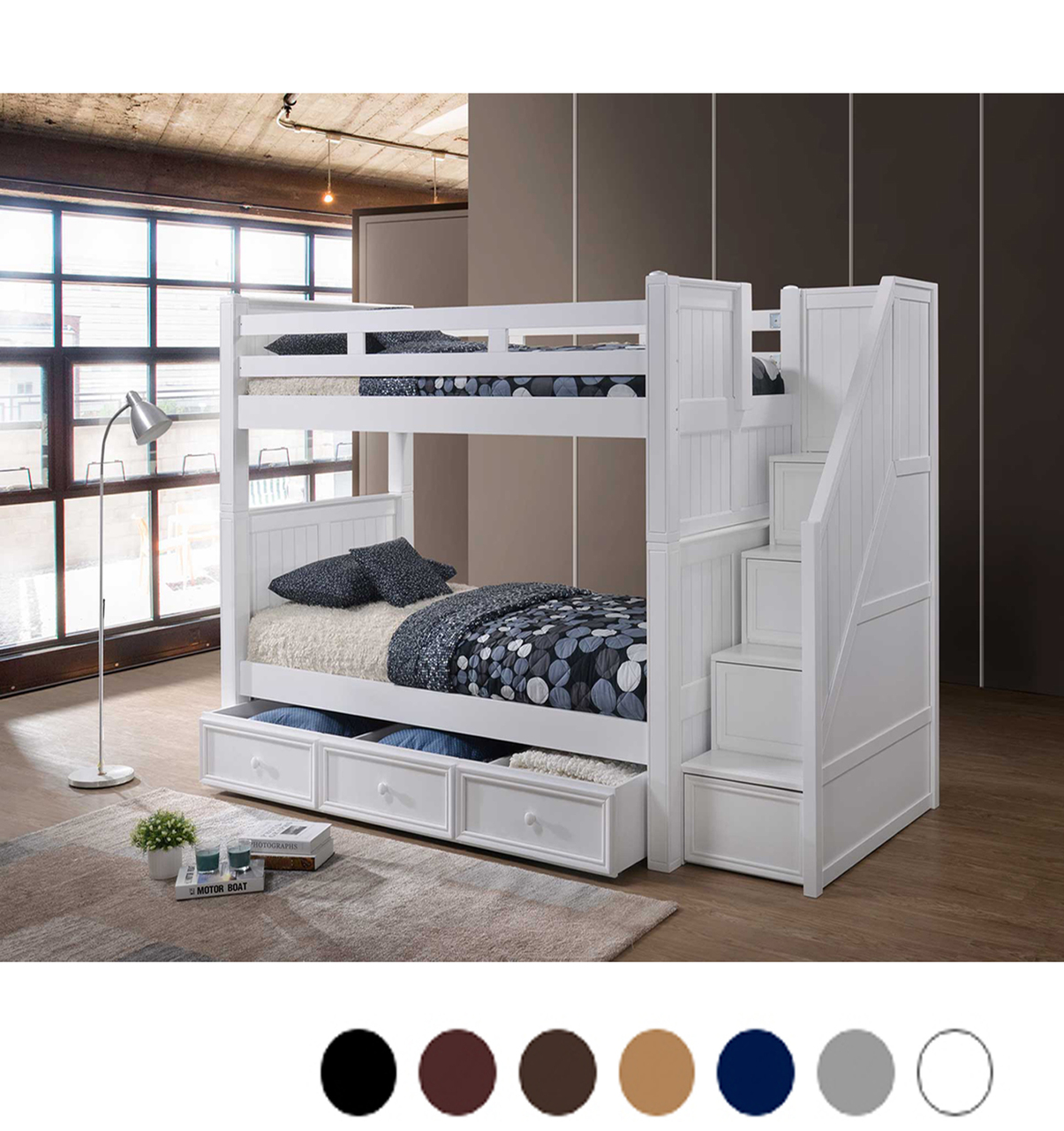 Dillon White Twin Bunk Bed with Storage Stairs Questions & Answers