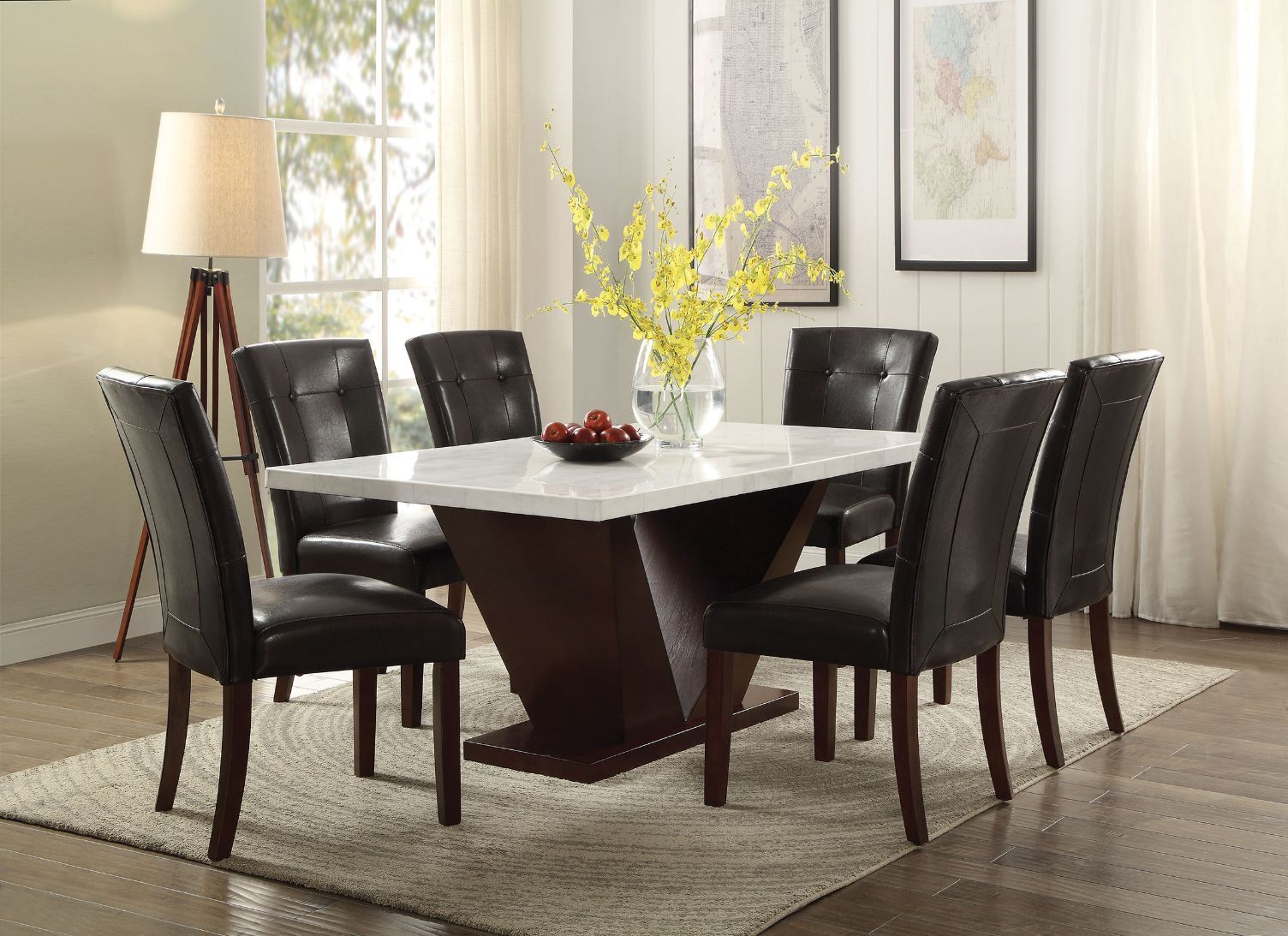 Elda White Marble Top Dining Table Set Questions & Answers