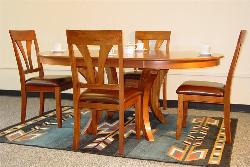 Oval Solid Birch Table w/ Four leather Chairs Questions & Answers