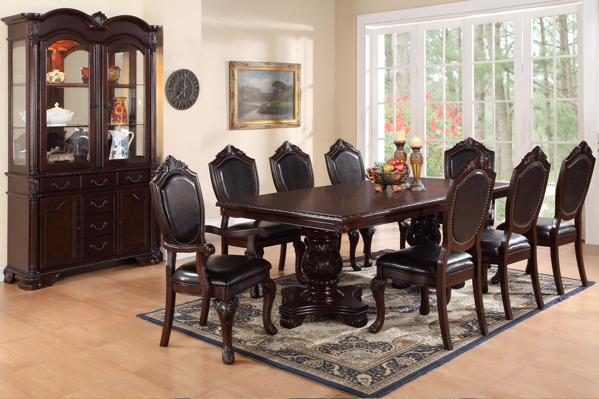 Marseille 7-PC Dark Brown Cherry Dining Table Set Questions & Answers