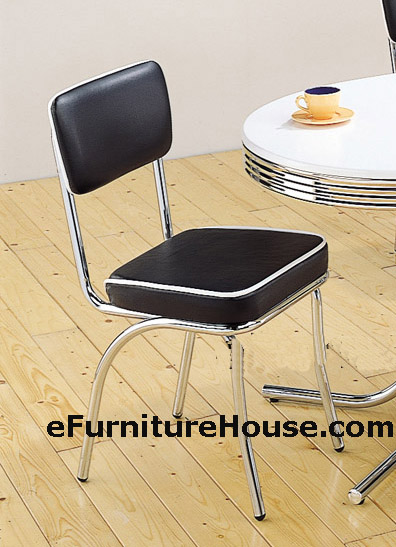 Two 50's Style Retro Chrome Black Dining Chairs Questions & Answers