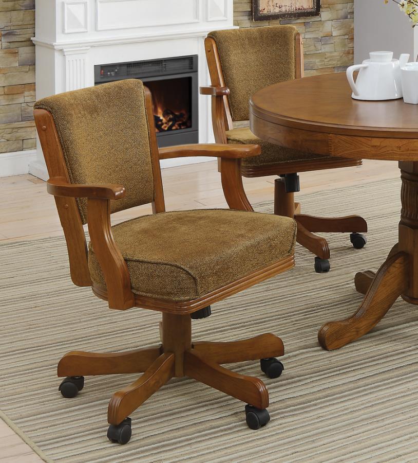 Amber Wood Swivel Upholstered Game Arm Chair Questions & Answers