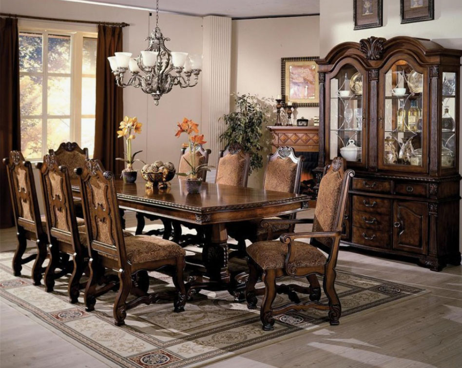 Alpena 7 PC Brown Cherry Dining Table w/ Tapestry Chairs Questions & Answers